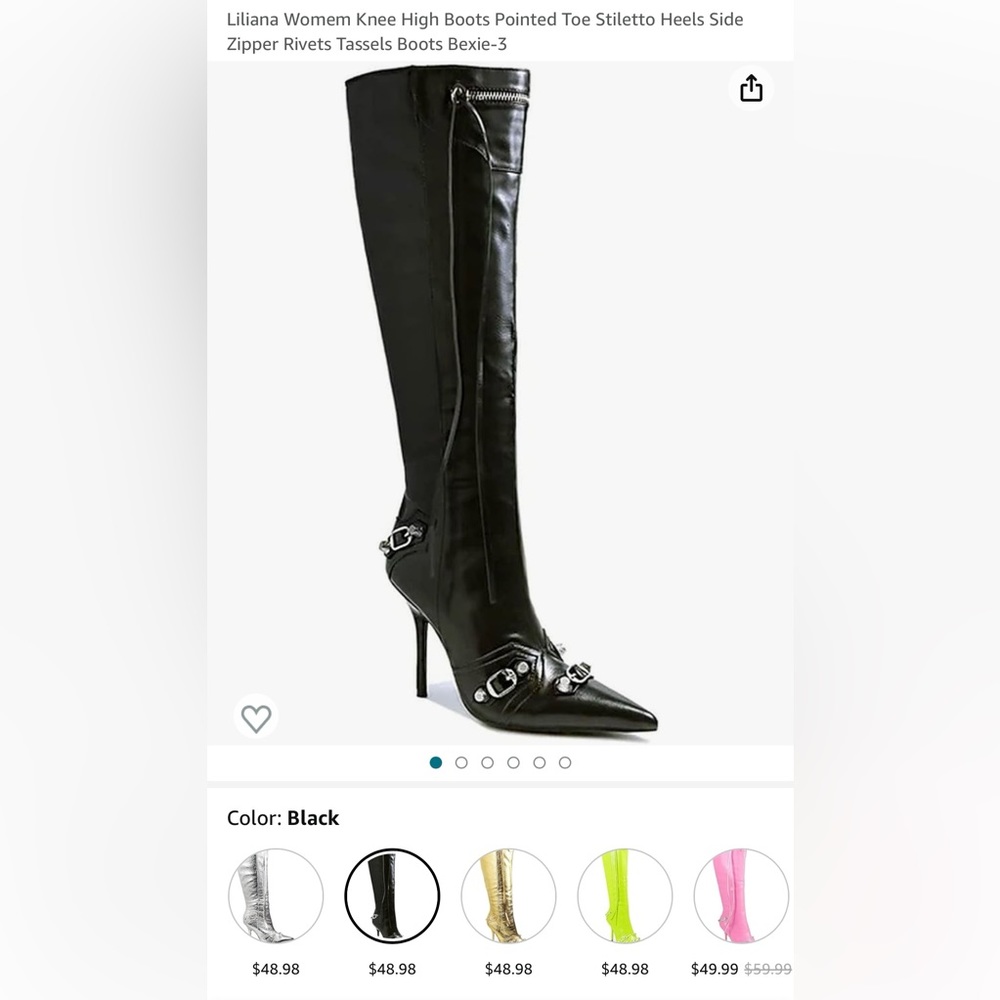 NIB Liliana Stiletto Black Boots, Size 42